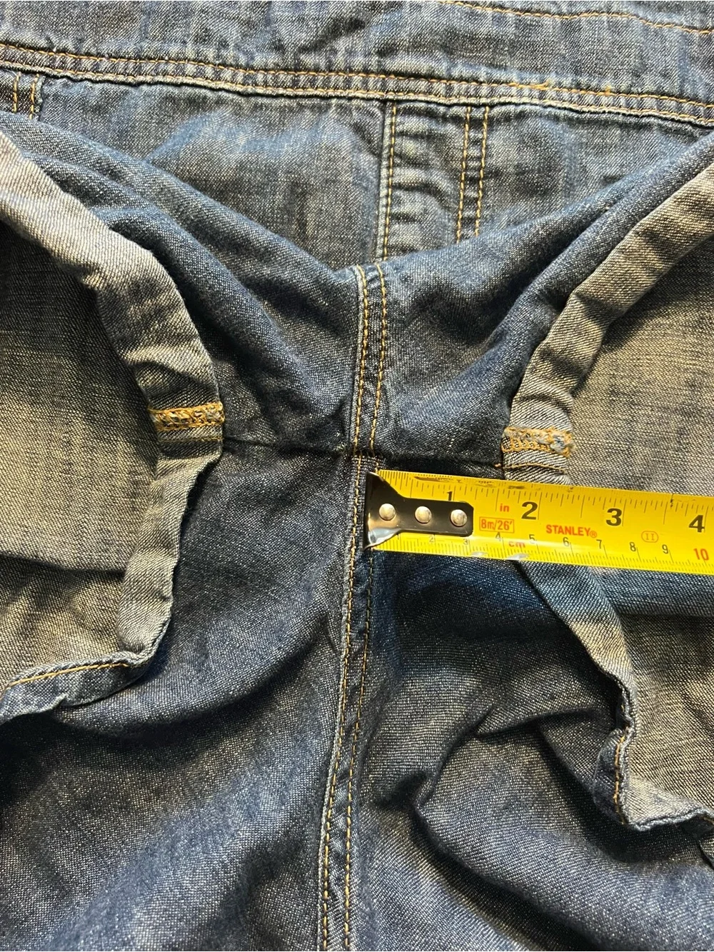 Cotton Linen Mix Dark Blue Denim Overalls Shorts